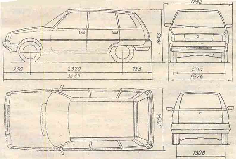 Чертеж заз таврия